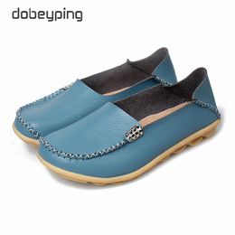 Women Real Leather Shoes Comfortable Mother Loafers Soft Womans Flats Leisure Female Driving Footwear Boat Shoe Size 3544 240123