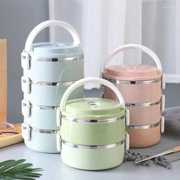 Dinnerware 1-4 Layers Insulated Bento Box Stainless Steel Sealed Lunchbox School Office Portable Vacuum Container For Adults Kids