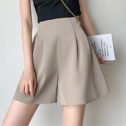 Women's Pants Summer High Waist Casual Wide Leg 2024 Buttons White Elegant Loose A-Line Trousers Shorts Pockets