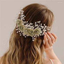Hair Clips Est Fashion Green Color Handmade Blossom Headpiece Crystal Rhinestone Headbands For Women Headband Wreath Jewelry