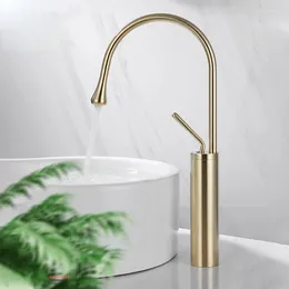 Bathroom Sink Faucets Brushed Gold Basin Faucet Single Lever 360 Spout Moder Brass Cold Mixer Water Tap For Kitchen