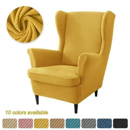 Polar Fleece Wing Chair Cover High Back Stretch Sofa Covers Armchair Covers Non Slip Sofa Slipcovers with Seat Cushion Cover 240124