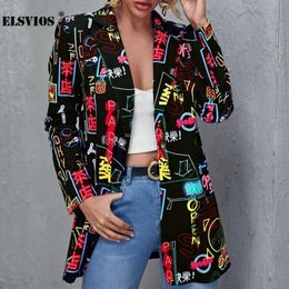 Fashion Trend Women Lapel Leopard Print Long Sleeves Suit Jacket Elegant Fall Winter Office Lady Cardigan Coat Casual Streetwear 240129