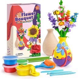 1Set Flower Crafts Kit For Kids Bouquet Modelling Clay Girls Boys Ages 6 240124