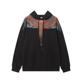 Men's Hoodies MB Sweatshirts 2024 designe Women's hoodie Autumn/Winter New MB Orange Blue Gradient Wings Feather Pure Cotton Drawstring Hooded Hoodie for Men and Women