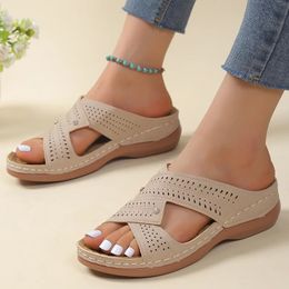 Sandals Women Summer Shoes Women Elegant Low Heels Sandals Summer Slippers Zapatos Mujer Wedge Heeled Sandals Female 240129