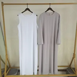 Ethnic Clothing Abaya Two Piece Set Dubai Turkish White Inner Dress For Abayas Muslim Women African Kaftan Robe Ramadan Eid Loose Islamic