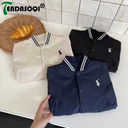 Autumn In Kids Baby Boys Full Sleeve Handsome Top Singlebreasted Coat Fashionable Children Jacket Baseball Uniform 240122