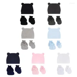 Clothing Sets Bear Ears Infant Caps Baby Boy Girl Toddler Hats Cotton Soft Hat Mittens Gloves
