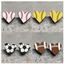 Jewellery earring Stud Stud Earrings Mini Heart Shape Wood Baseball Softball Football Sports For Women Ball Game Jewellery Wholesale