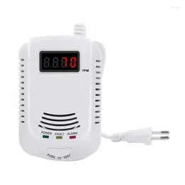 Gas Detector Alarm Sensor Methane Propane White Plastic Leak LCD Security EU Plug