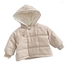 Jackets Boy Winter Plus Velvet Thicken Warm Hooded Solid Color Childrens Boutique Clothing Toddler Outerwear Parka