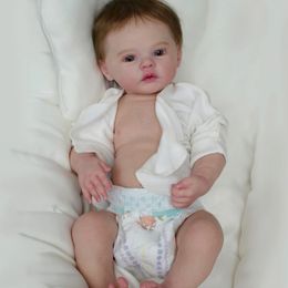 Full Silicone Vinyl Dolls 47CM Girl Meadow Painted Reborn Baby With Rooted Hair Soft Touch For Kid's Gift 240129