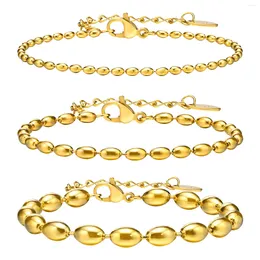 Charm Bracelets 2/3/5MM 18k Gold Plated Stainless Steel Funky Rugby Bead Chain For Women Men Minimalist Jewelry Wholesale