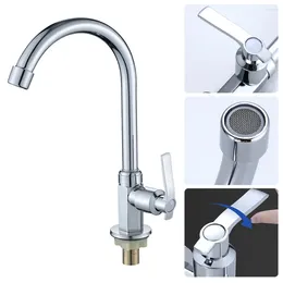 Kitchen Faucets Swivel Spout Faucet Plating Silver Single Cold Water Stainless Steel Bars Bathrooms Parts