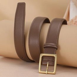 Belts Women's Genuine Leather Belt Simple Fashion Needle Buckle Decoration Jeans Skirt Korean Style Luxury Black