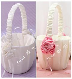 Wedding Supplies Flower Girl Baskets Pink Rose Basket Wedding Decorations Cheap3325666