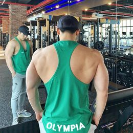 Men's Tank Tops Mens Gym Summer Cotton Workout Top Sleeveless Sportswear Shirt Stringer Fitness Clothing Bodybuilding Singlets Casual Vest