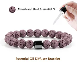 Strand Hight Quality 8mm Bead Colorful Lava Rock Beaded Essential Oil Diffuser Bracelets For Men Women Cuff Hand Elastic Bangle Jewelry