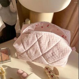 Cosmetic Bags Large Capacity Makeup Bag Fashion With Zipper Cotton Quilted Storage Chequered Skincare Pouch Outdoor