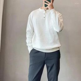 Men's Sweaters Bottom Knit Sweater Light Mature Business Casual Spring And Fall Thin Section Loose Half Open Button Round Neck