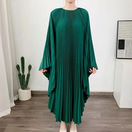 Casual Dresses SuperAen Pleated Irregular Dress Loose Oversize 2024 Women's Clothing Batwing Sleeve Maxi For Women
