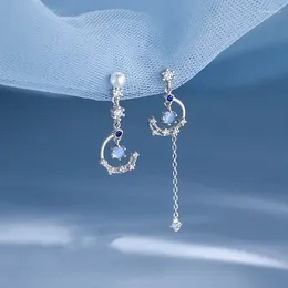 Dangle Earrings Korean Light Luxury Zircon Moon Star Asymmetric Stud For Women Crystal Cloud Pearl Earring Girl Jewelry Gifts