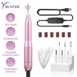 YBLNTEK Electric USB Nail Drill Machine 20000 RPM Manicure Pedicure Drills Nail File for Acrylic Nails Gel Polishing Shape Tools 240119