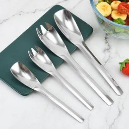 Forks Salad Spoon Buffet Dishes Cutlery Serving Utensils Spoons Household Flatware Kitchen Spork Fruit Server Stainless Steel Fork