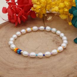 Link Bracelets Go2boho Bohemian Trendy Elastic Stretch Miyuki Beads Freshwater Pearl Jewellery For Women