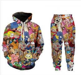 New Men/Womens Cartoon Characters 90s Funny 3D Print Fashion Tracksuits Hip Hop Pants + Hoodies Tracksuit Sets RA64