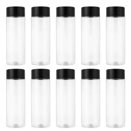 Storage Bottles 10Pcs Plastic Juice Bottle Transparent Coarse Cereals Container Beverage Durable Easy Instal To Use