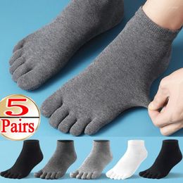 Men's Socks 5pairs Unisex Toe Men And Women Five Finger Breathable Cotton Stockings Sports Running Solid Black White Grey Sox