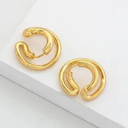 Dangle Earrings Brass With 18k Gold Creative Wave Clip Women Jewellery Party T Show Gown Runway Rare Korean Japan Trendy INS