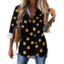 Women's Blouses Gold Dot Blouse Female Vintage Print Streetwear Loose Summer Long Sleeve Cool Shirt Design Tops Big Size 2XL 3XL