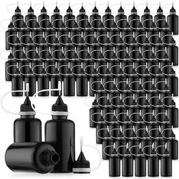 Storage Bottles 100 Piece 30 Ml/1 Oz Black Needle Tip Glue Bottle Needles Precision Applicator For Alcohol Ink DIY Craft Acrylic