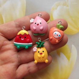 Charms 8pcs Cartoon Carrots Vegetables Cute Peach Pineapple Fruits Pendant DIY Earring Necklace Bracelet Keychain Jewelry Making