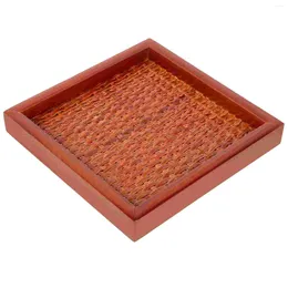 Dinnerware Sets Solid Wood Bamboo Tray Basket Decorative Bread Woven Fruits Plate Dried Rustic Retro Reusable Dessert