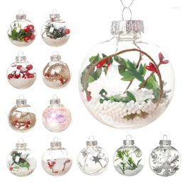 Party Decoration 6pcs Clear Plastic DIY Fillable Ball Ornaments Transparent Christmas Decorations Xmas Tree Hanging Decor Wedding Gift
