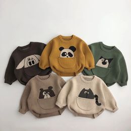 Milancel Ubrania dla dzieci swetry kreskówkowe chłopcy dzianiny w stylu koreańskich dzieci pullover marna 240124