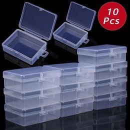 10Pcs Mini Boxes Rectangle Transparent Plastic Jewelry Storage Case Container Packaging Box for Collecting Small Items Supplies 240124