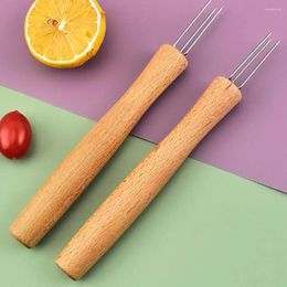 Forks Steaming Tool Stainless Steel Potato With Beech Wood Handle Reusable Cooking Corn Skewers Peeling Ergonomic Kitchen