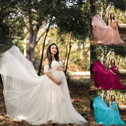 Off Shoulder Lace Maternity Dress for Poshoot Pregnancy Dresses Pregnant Women's Gown Pography Props Po Shoot 240129