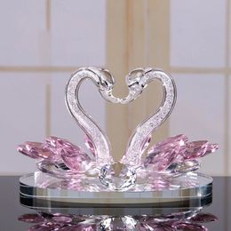 Crystal Swans Ornament Glass Figurines Paperweight Crafts Creative Swan Crystal Glass Figures Living Room Desktop Decorations 240125