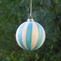 Party Decoration 8pcs/pack Diameter 8cm Glass Ball Christmas Hanger Silver Blue Powder Painting Globe Hanging Pendant