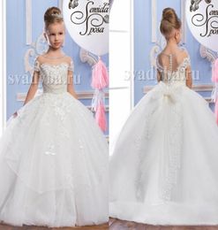 Newest Lace Sheer Neck Tulle Arabic Style Flower Girl Dresses Vintage Girl Tutu Pageant Dresses Formal Flower Girl Dresses For Wed6442893