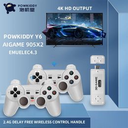 Powkiddy Y6 Home mini4K HD TV stick 3D double handle game console CPU AIGAME 905X2 RAM DDR3 1GB supports multilanguages 240123