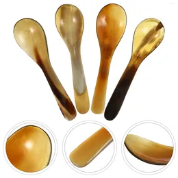 Coffee Scoops Horn Spoon Dessert Scoop Mini Stirring Ox Soup Horns Spoons Banquet Espresso Golden Handle Tableware Kitchen Utensil