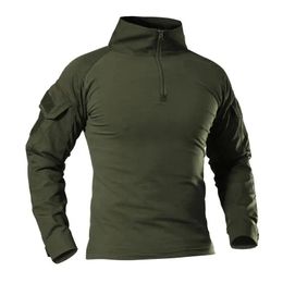 Men Army Tactical T Shirt Camouflage Long Sleeve Zipper Assault Frog Combat Shirt Soldiers Military Uniform Club Prom Shirt Cool 240129