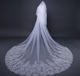 Designer Bridal Veil long tailed wedding dress with 3M wide door width with haircomb 0721099687827